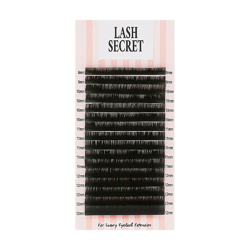 Накладні вії Lash Secret чорні, 16 ліній (mix, 0.1, C, 8-12)