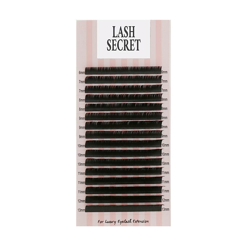 Накладні вії Lash Secret чорні, 16 ліній (mix, 0.1, L, 6-13)